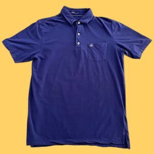 Johnnie-O Mens Size M Pocket Polo Shirt Navy Blue Golf Preppy Cotton Blend